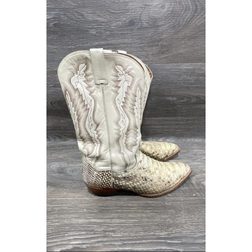 Dan Post Vintage Western Cowboy Boots with Snakeskin Python Animal Men 12.5